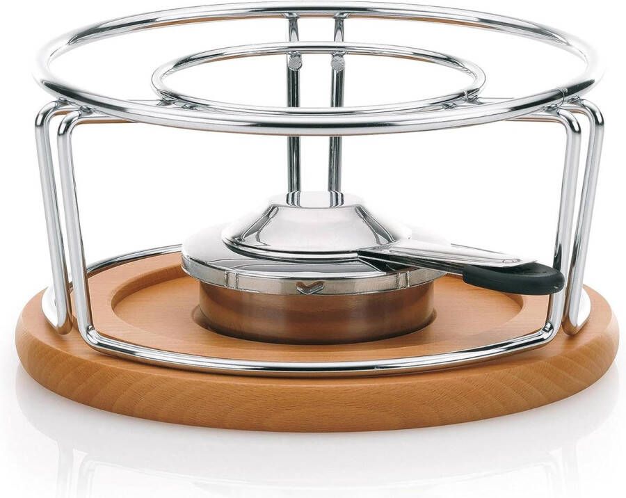 Fondueset roestvrij staal beuken naturel