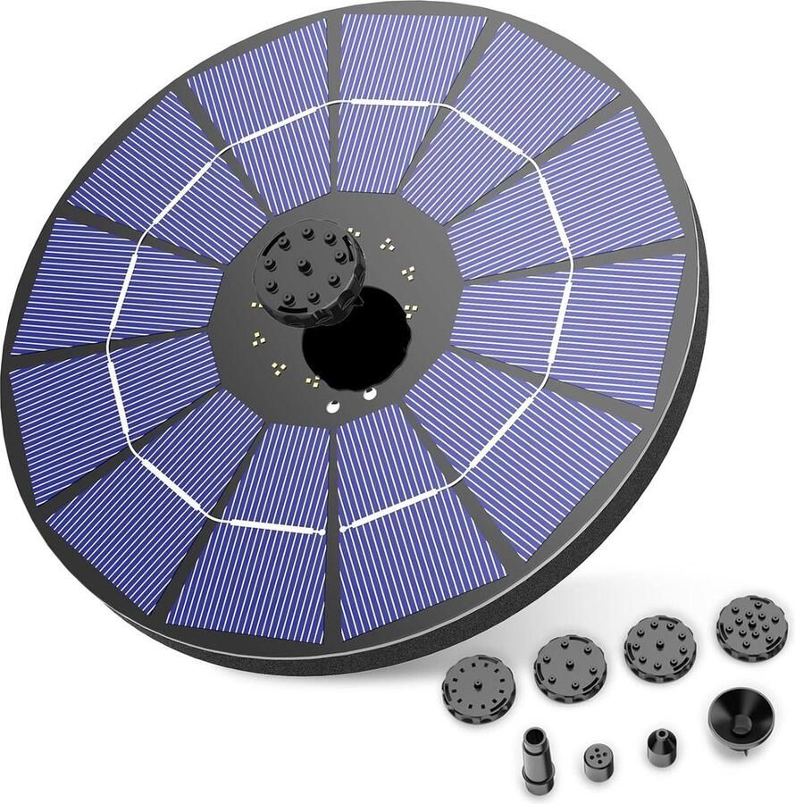 Fontein met zonnepaneel en batterij 35 W 6 fonteinstijlen voor tuin vogelbad visbak Solar Fontein