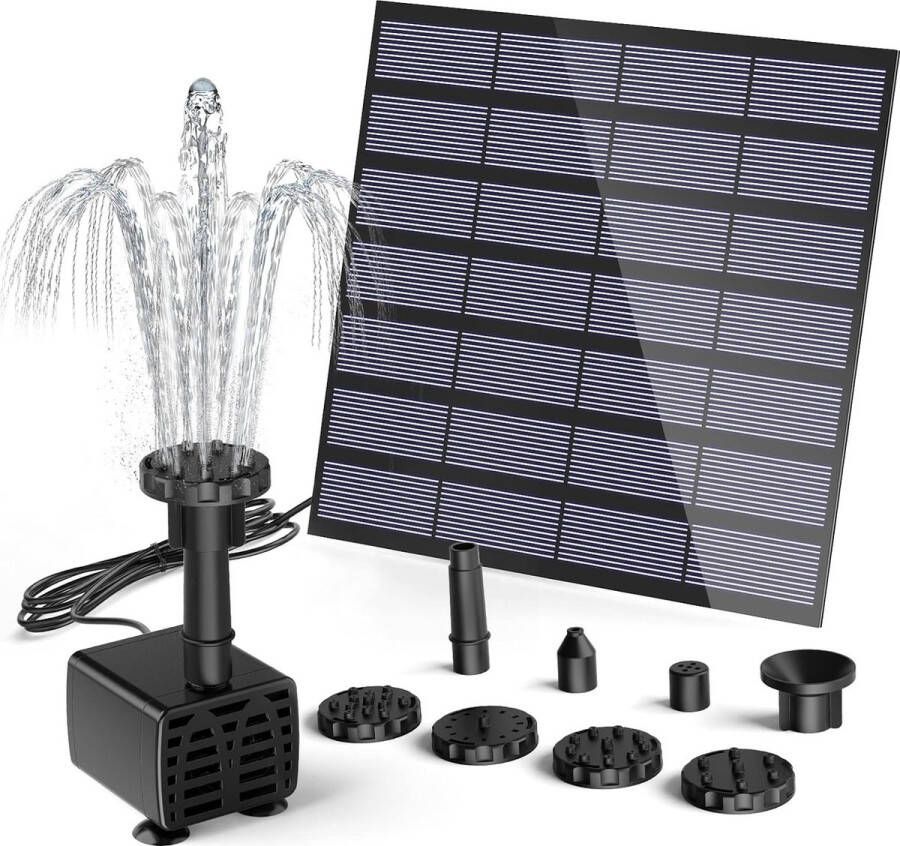 Fontein op zonne-energie 1.5W 2024 Opgewaardeerde Solar Fontein met 6 Fontein Stijlen DIY Solar Vijverpomp Zonne Drijvende Fontein voor Tuinvijvers Vogelbaden Visvijvers met LED Verlichting