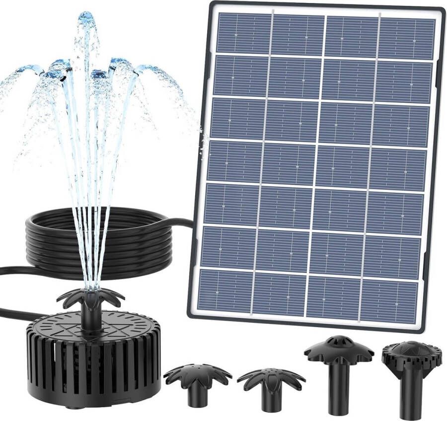 Fontein op zonne-energie 4 sproeieffecten 45 W vijverpomp drijvende fonteinpomp tuin vijver vogelbad