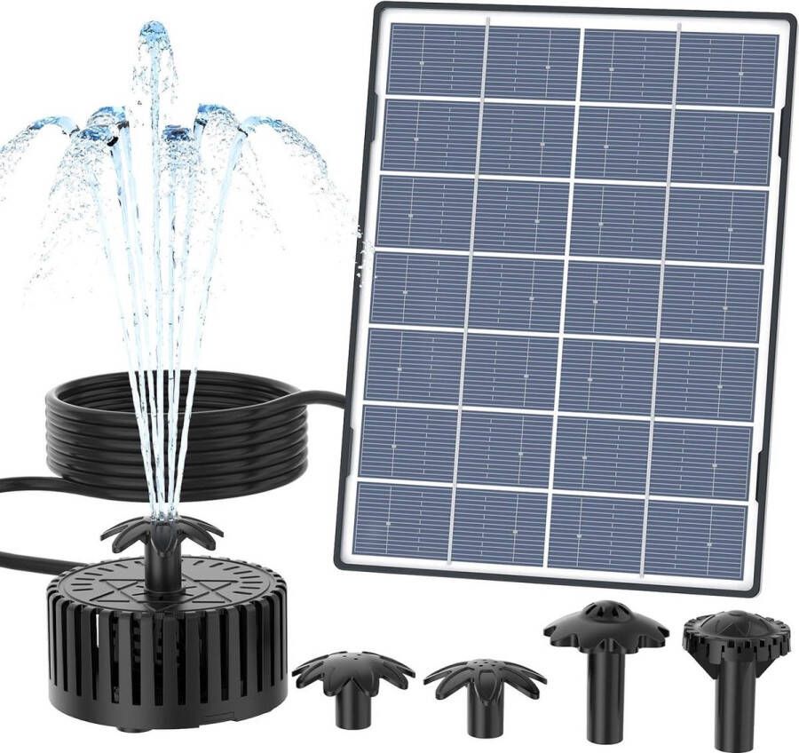 Fontein op zonne-energie 4 sproeieffecten 45 W vijverpomp drijvende fonteinpomp tuin vijver vogelbad