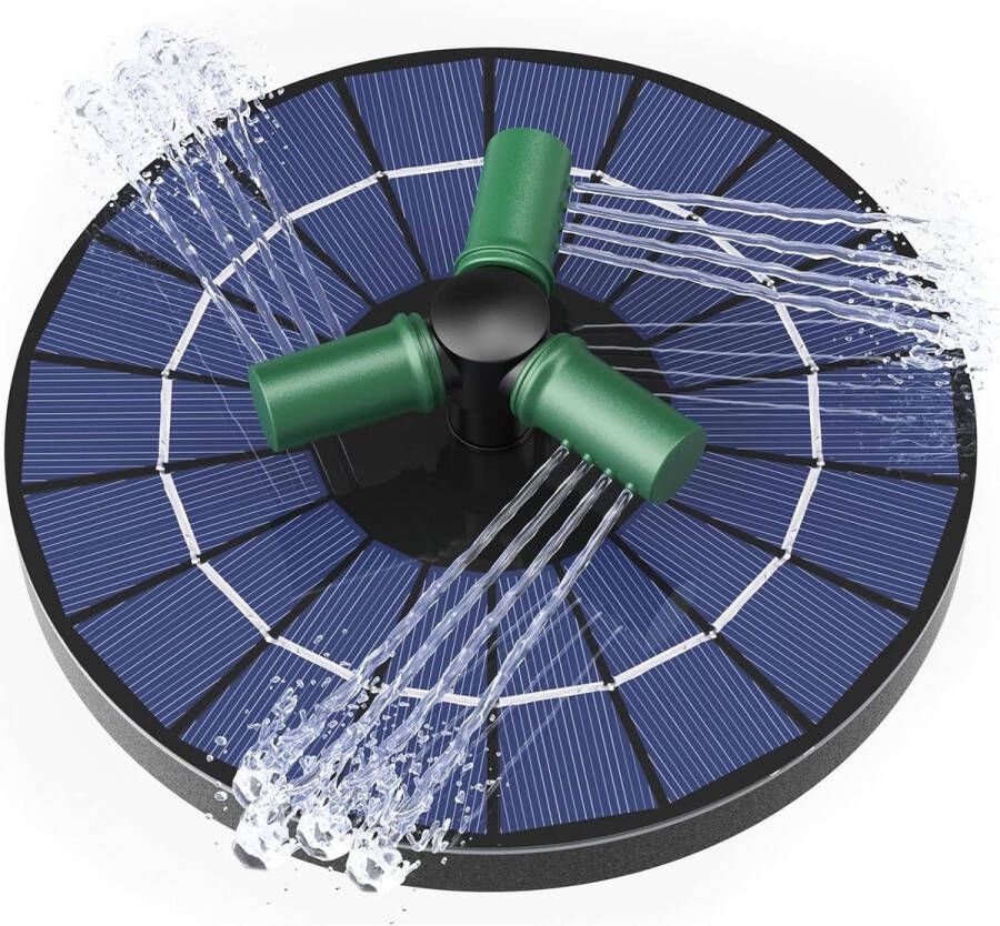 Fontein op zonne-energie 45 W roterende fontein met ingebouwde batterij 1500 mAh 6 doe-het-zelf fonteinstijlen tuinfontein voor tuinvijver vijverpomp vogelbad visbak