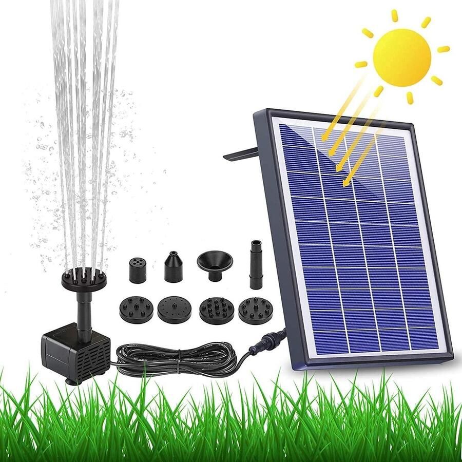 Fontein op zonne-energie 65 W ingebouwde 1500 mAh batterij upgraded vijverpomp waterpomp drijvende fonteinpomp 6 fonteinstijlen tuin vogelbad vijver viscontainer Solar Fontein