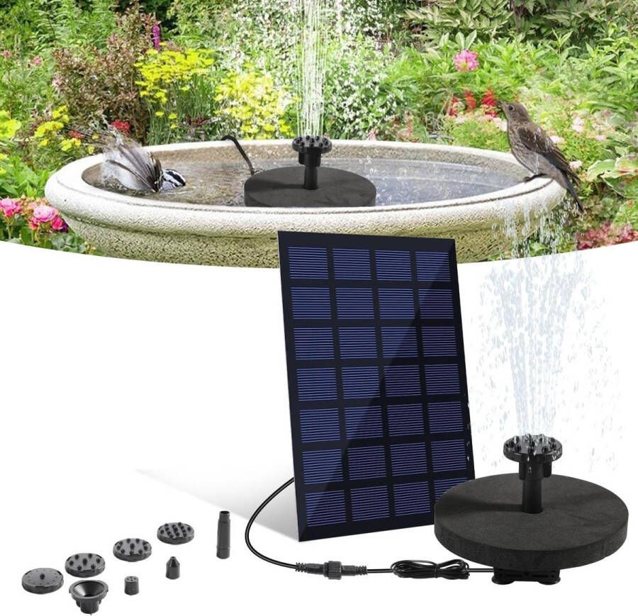 Fontein op zonne-energie borstelloze vijverpomp 9V 25W waterpomp met 10 fonteinstijlen waterspel vijvers vogelbad tuin zonne-pomp