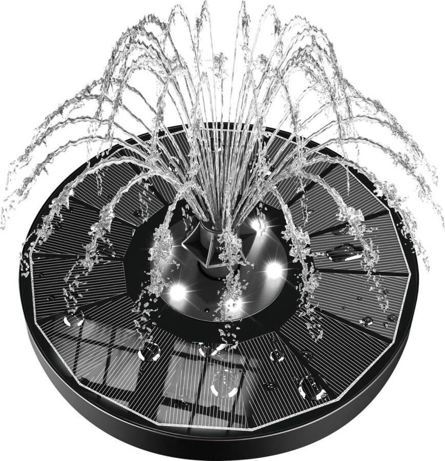 Fontein op Zonne-energie met 6 LED Lichten 2024 Upgraded 3.5W Zonnefonteinpomp 2000mAh Batterij Drijvende Fonteinpomp 8 Fonteinstijlen Vijver Vogelbad Tuin Zwembad solar fontein