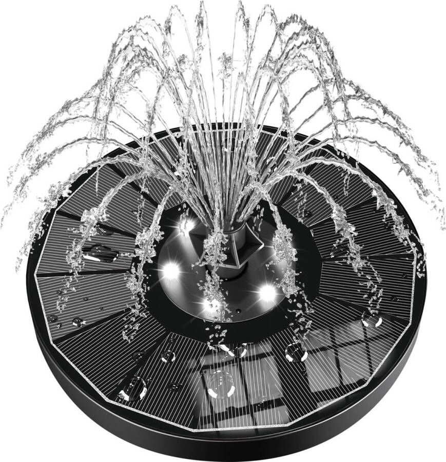 Fontein op Zonne-energie met 6 LED Lichten en 2 ZonnefonteinPompUpgrades2024 Drijvende Fonteinpomp op Zonne-energie voor VijverVogelbadTuinZwembad met 8 Fonteinstijlen