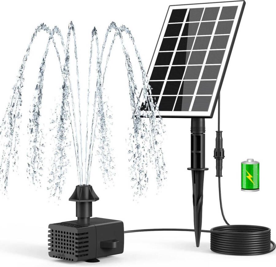 Fontein op zonne-energie voor in de tuin met waterpomp Zonne Fontein met LED verlichting