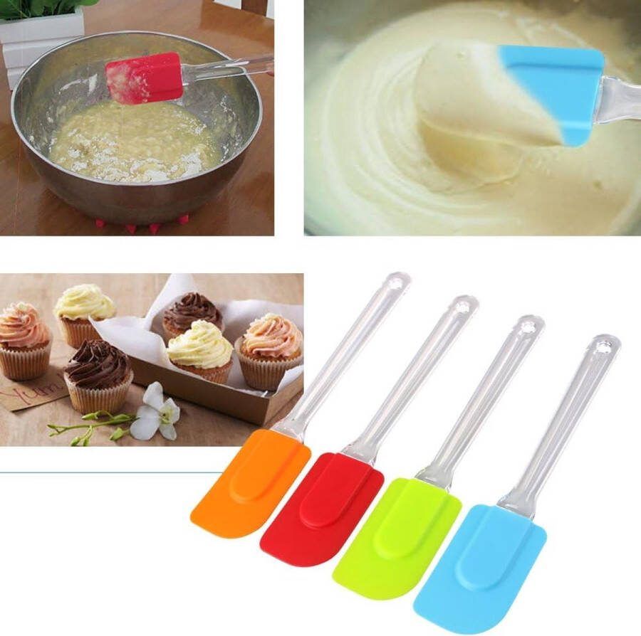 Food Grade Siliconen Spatels Lepel Set 4 stuks spatels inbegrepen voor bakken koken spatel hittebestendig en anti-aanbaklaag een kern van roestvrij staal en naadloos eendelig design