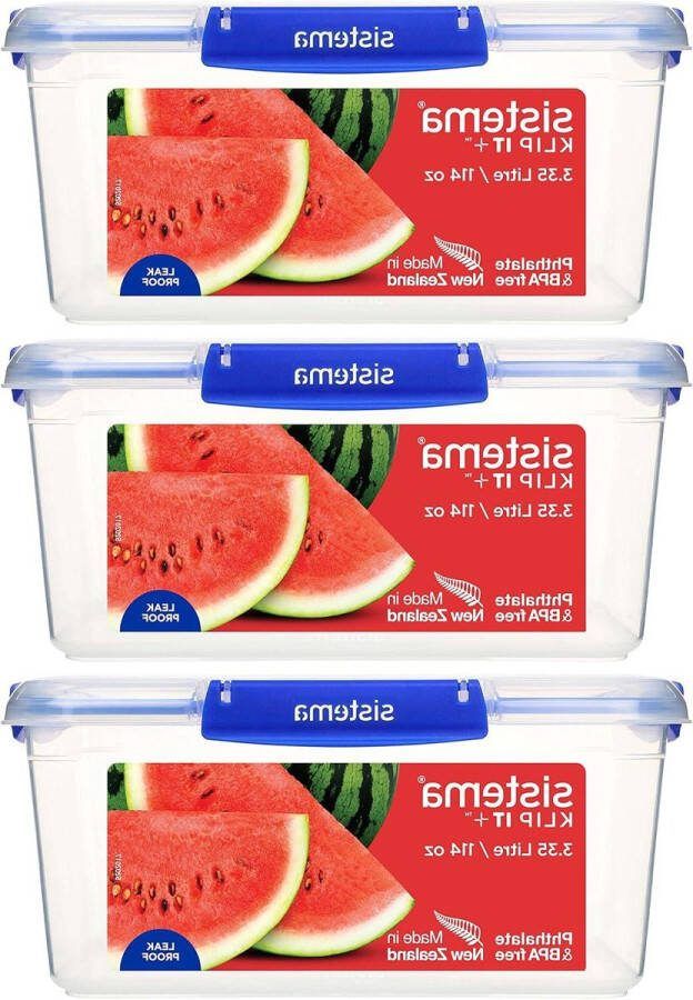 Food Storage Containers 3.35 Litres Leak-Proof Stackable Airtight Fridge Freezer Containers with Lid BPA Free Plastic Blue Clips Pack of 3