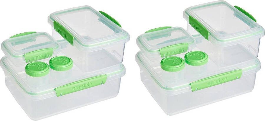 Food Storage Containers Plastic with Lids 6 Pack Dressing To Go Jars Set of 4 BPA Free Recyclable with TerraCycle Freezer Fridge Pantry Green