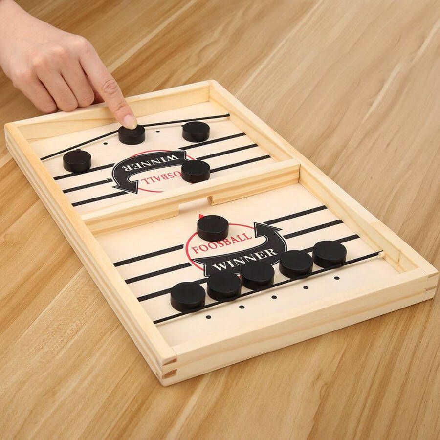 Merkloos Sans marque | Foosball Winner | Slingpuck | Houten Bordspel | Bordspel met Pucks | Bordspellen | Sjoelbak Klein met Pucks