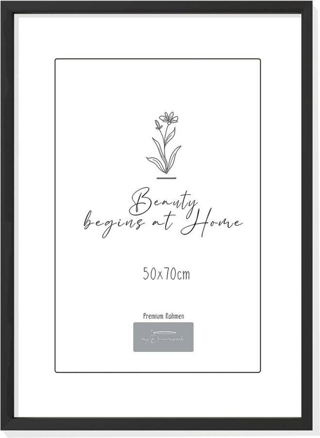 Fotolijst 50x70 zwart Londen Fotolijst groot Fotolijst hout met onbreekbaar plexiglas Frame 50x70 Houten lijst zwart (1 stuk.)