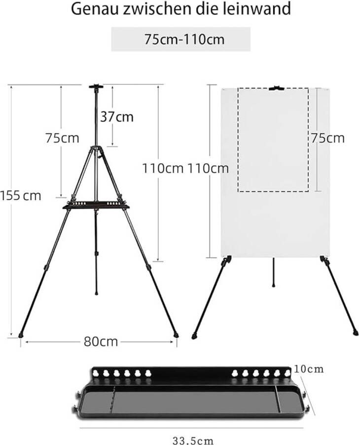 Fotostandaard geschikt voor kunstschilderen en buitenreclame Schildersezels Easels for every size 75 160 cm