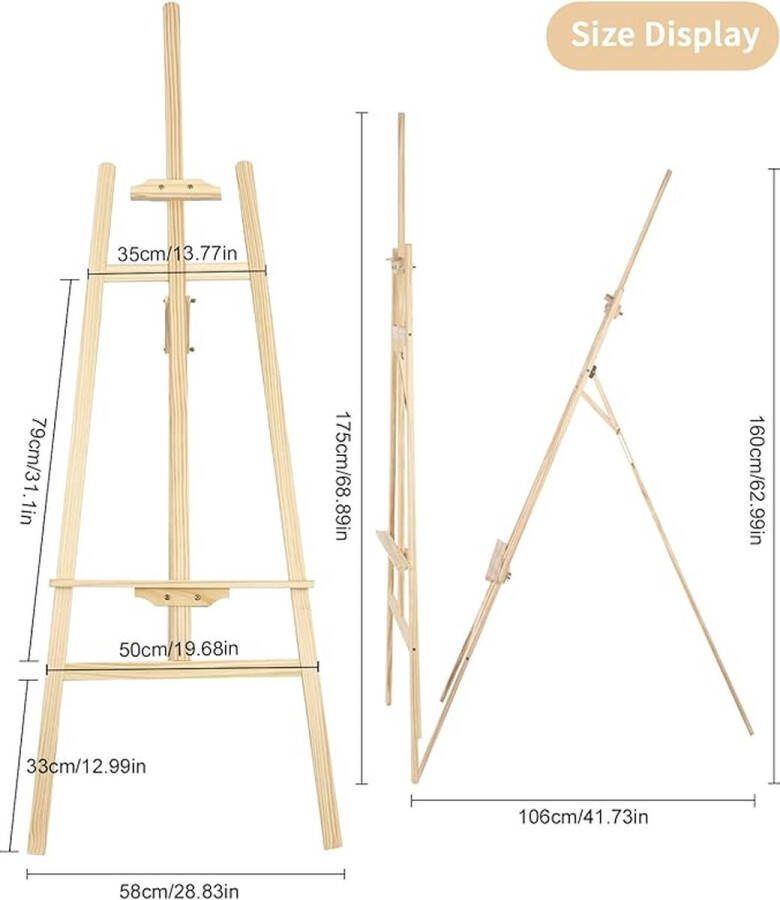 Fotostandaard geschikt voor kunstschilderen en buitenreclame Schildersezels Easels for every size 175 cm