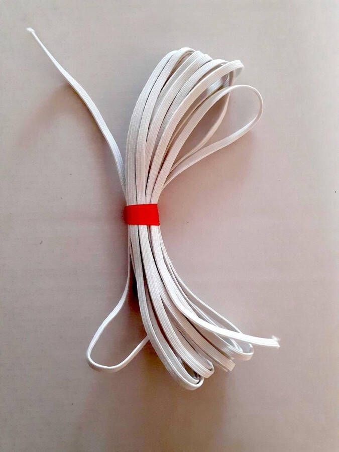Fournituren crafts elastiek 5 mm breed wit 5 m stevige kwaliteit kledingelastiek geschikt voor droogtrommel strijken