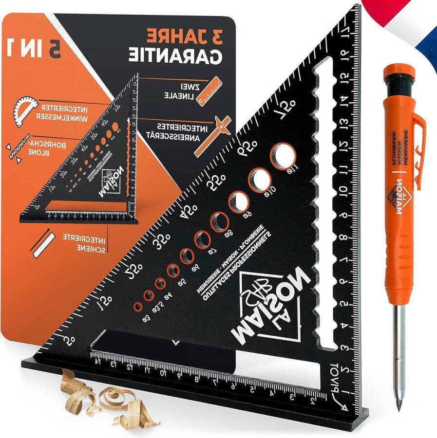FR Multifunctionele Winkelhaak 180 mm Vulpotlood Handleiding Aluminium 45 Graden 90 Graden Blokhaak Klussers Houtafmetingen