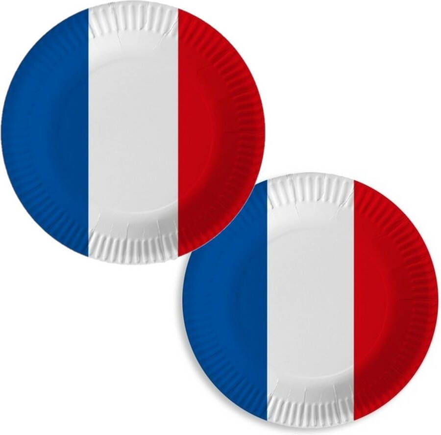 Frankrijk Franse vlag gebaksbordjes 20x karton D23 cm Landen thema wegwerpservies