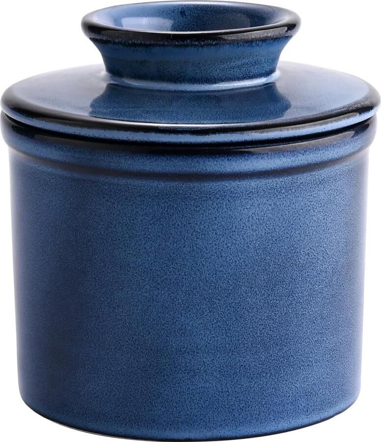 Franse botervloot watergekoeld botervloot met waterlijn keramische boterbel voor smeerbare boter kerstcadeau voor de keuken Ocean Blue