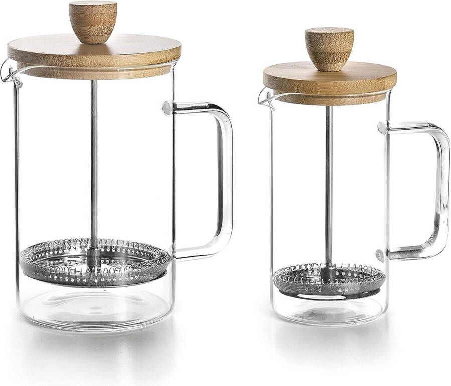 Franse koffiemachine koffiepers koffiezetapparaat met zuiger Franse kan voor filterkoffie 6 kopjes 0'80L staal en hout [Energieklasse A+]