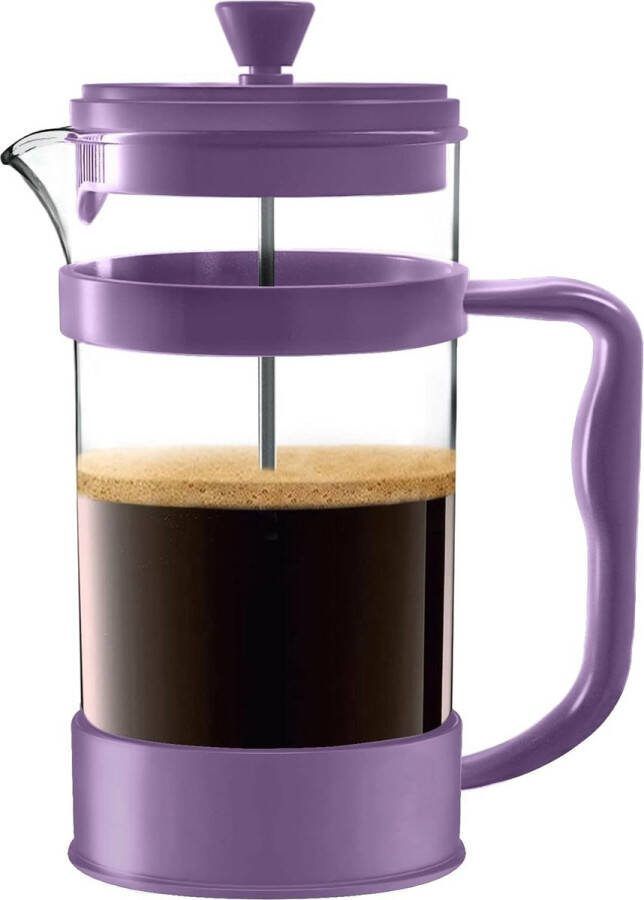 Franse perskoffiemachine draagbare koffiekan met drievoudig filter hittebestendig glas met roestvrijstalen behuizing grote karaf 1000 ml 1 liter 34 Oz pruim