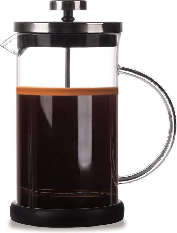 French Press 600 ml koffiepot met filter koffiepers French Coffee Press hittebestendig glazen koffiepers voor thee en koffiezetapparaat vaatwasmachinebestendig grote karaf zwart