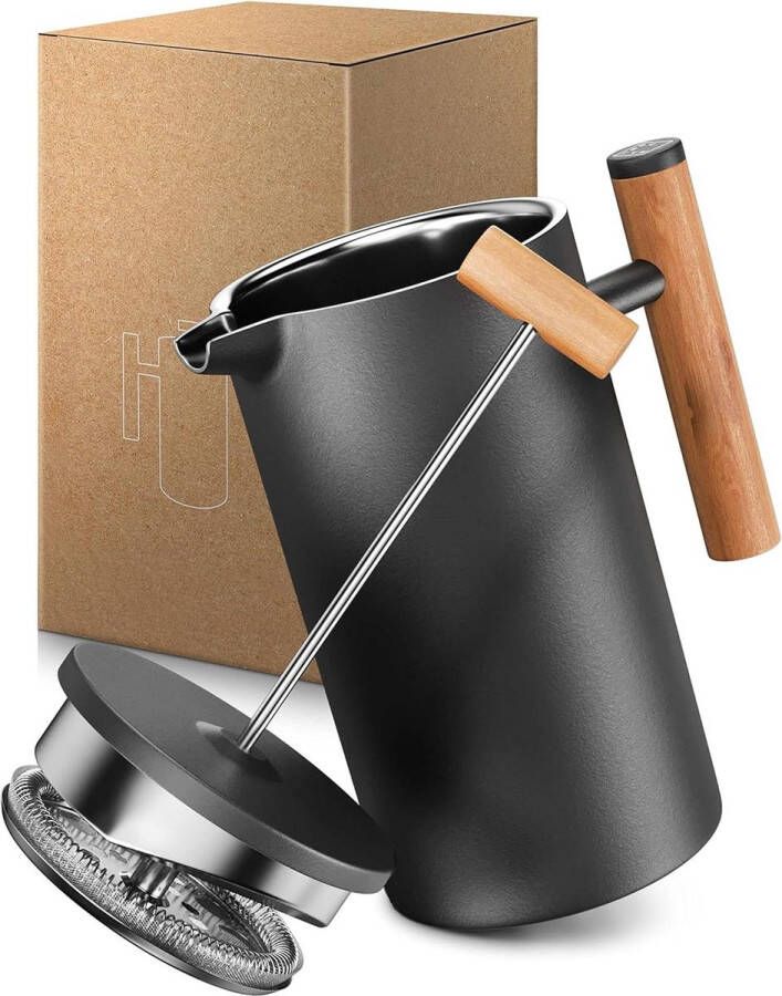 French Press Kleine Thermo 035 liter 2 kopjes koffie Roestvrij Staal Dubbelwandige Koffiezetter voor Camping