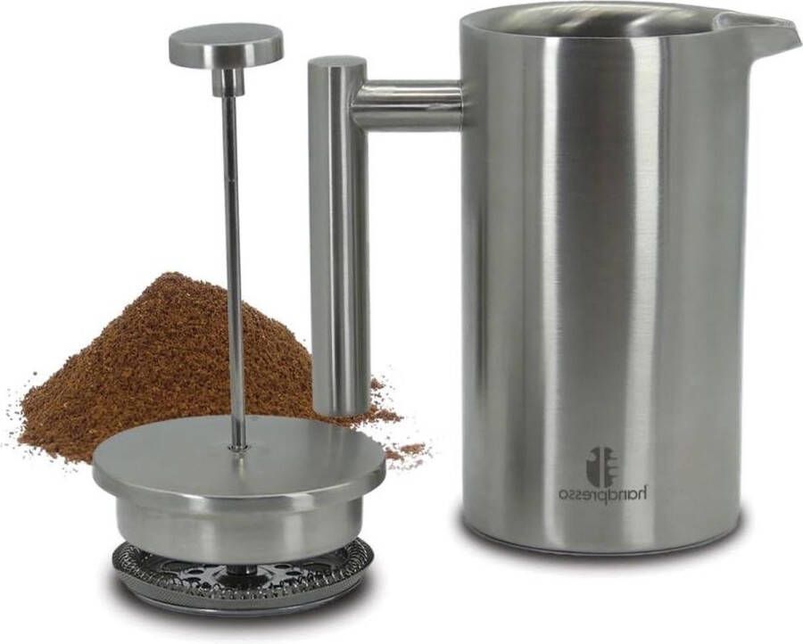 French Press Thermoskan Roestvrij Staal 06 liter Dubbelwandig Geïsoleerd Inclusief Reservefilters en Handleiding 3-5 Kopjes