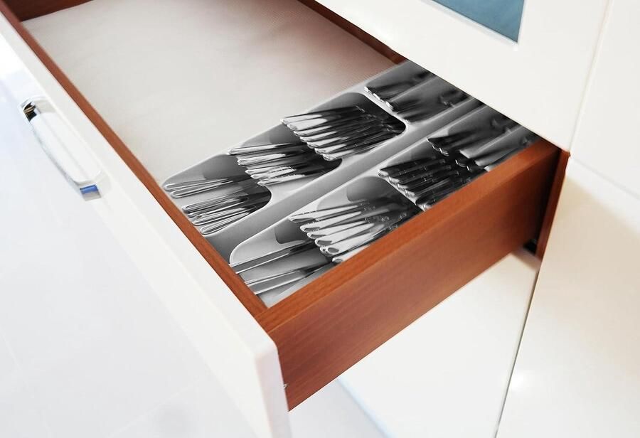 Fresh Bestekorganizer vijf vakken (antraciet) keukenlade vrijstaand bestekbak opbergsysteem keuken 11 cm breed Cutlery Organizer