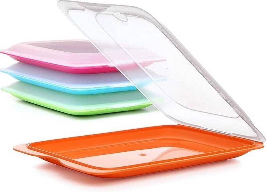 Fresh BPA-vrij vleeswarendoos herbruikbaar en stapelbaar vaatwasser en MWO verschillende kleuren afmetingen 17 cm x 32 cm x 25 vleeswaren doos (1x)