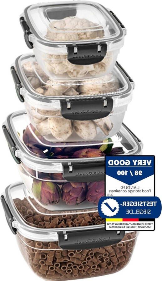 Fresh Storage Boxes with Airtight Lid Set 4 Pieces BPA Free Kitchen Storage Jars Sets Storage Container Kitchen Organizer Box Lunch Box Kitchen Organizer