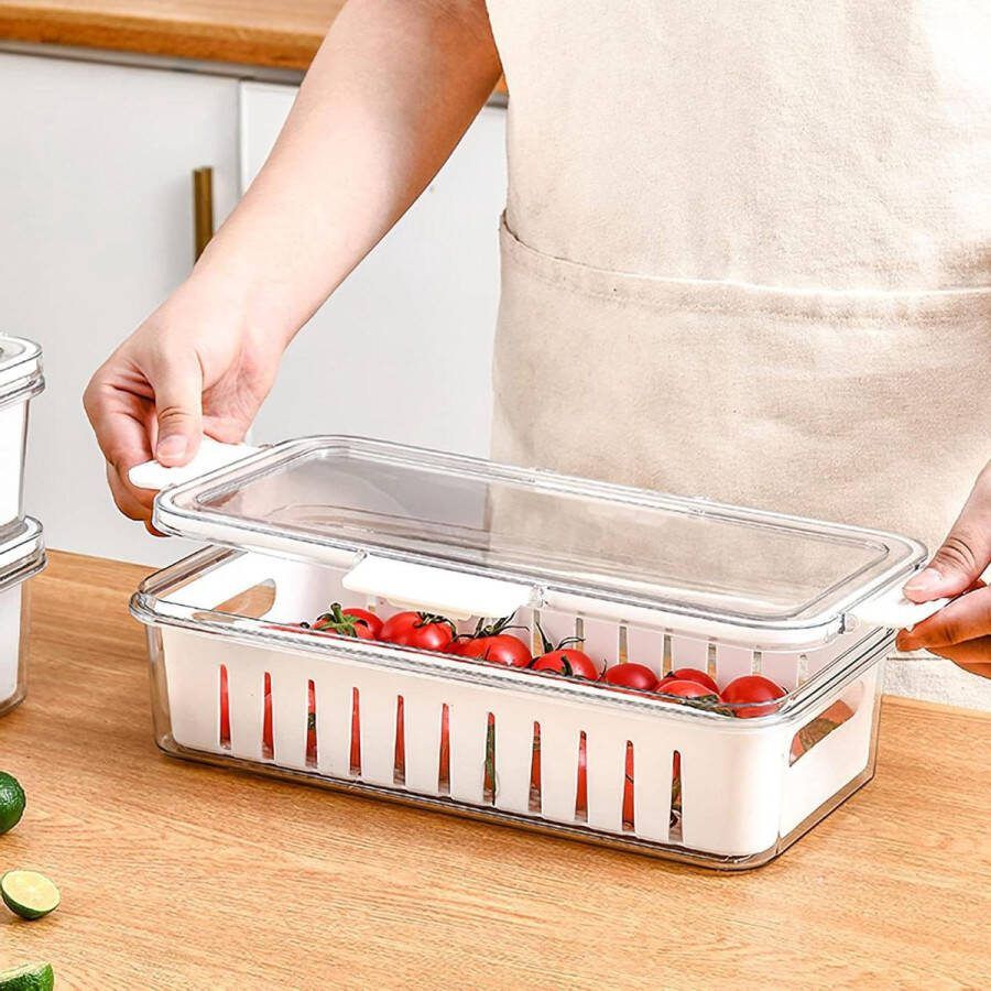 Fridge Keep Fresh Box with Lid Vegetable Fruit Egg Dumpling Storage Organizer