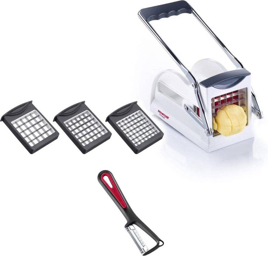 Frietsnijder set Easy Stix met aardappelschilmesje en 3 snijramen Roestvrij staal en kunststof 118022E6 Frietsnijder