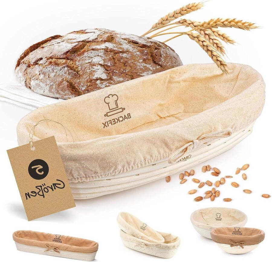 Frisdmandje voor brood duurzaam ovaal gistmandje langwerpige broodvorm 36 cm
