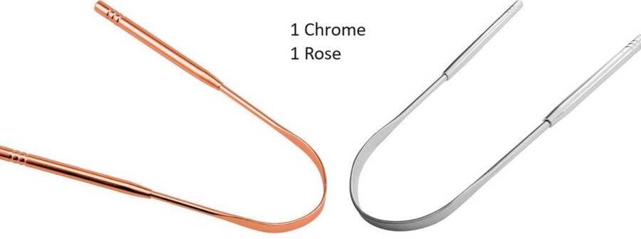 Frisse Adem & Verbeterde Mondhygiëne – Roestvrijstalen Tongschraper Set (Chroom Zilver & Roségoud)
