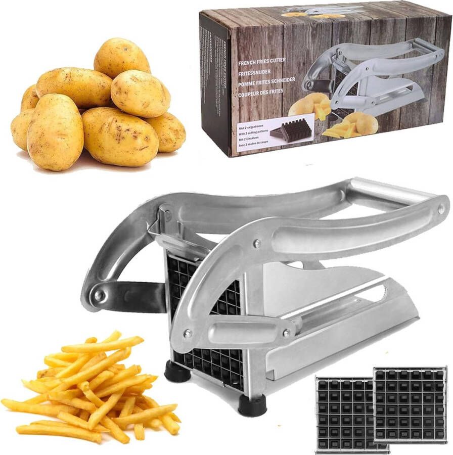 Timisea Chip Cutter 2 Inserts Stainless Steel Chips Cutter Vegetable Cutter Vegetable and Fruit Chips Professional Fries Cutter French Fries Cutter