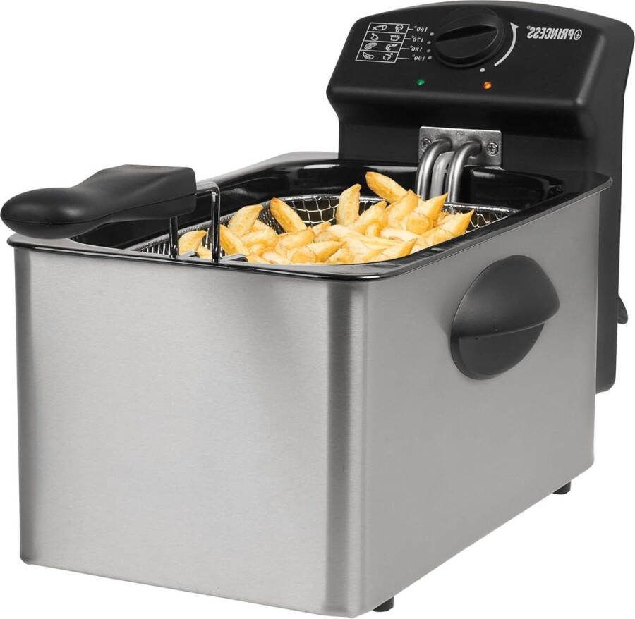 Friteuse 2000 Watt 4 liter inhoud 800 g inhoud thermostaat zilver