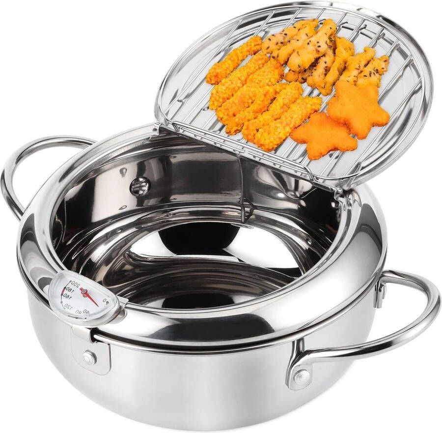 Frituurpan Japanse stijl Tempura Fryer Pot met frituurthermometer en deksels (S)