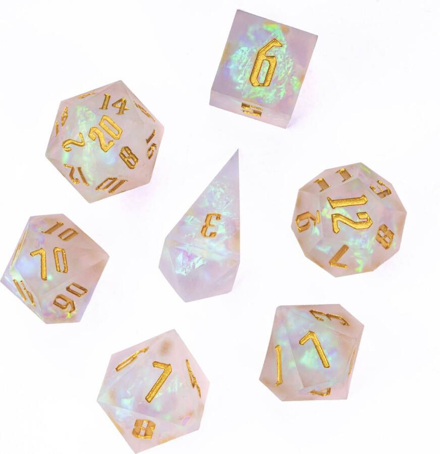 Genvi Games Frosted Candy Glitter Paper Dice (Sharp handmade) Wit