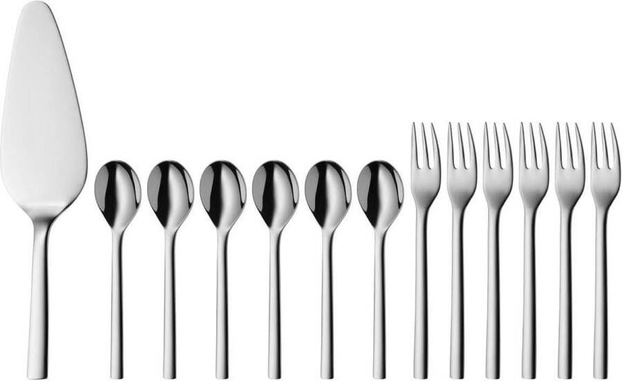 Fruit- en taartbestek set 13-delig voor 6 personen Cromargan roestvrij staal vaatwasmachinebestendig luxe taartbestek met koffielepels taartvork en taartschep Gebaksvorkjes