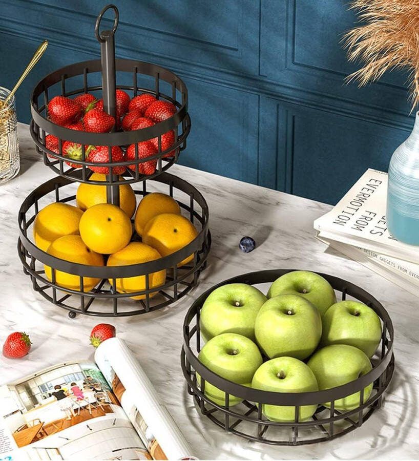 Fruitetagère metalen fruitmand fruitschaal etagère 3 etages fruitmand fruitopslag voor het aanrecht afneembaar grote capaciteit