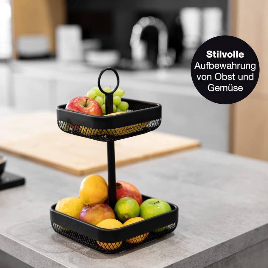 Fruitetagère zwart metaal fruitmand etagère zwart – fruitschaal etagère zwart