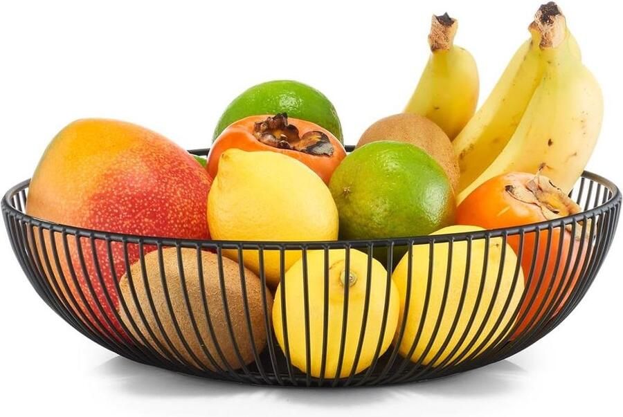 Fruitmand metaal zwart Ø 28 x 8 cm Zeller 27382