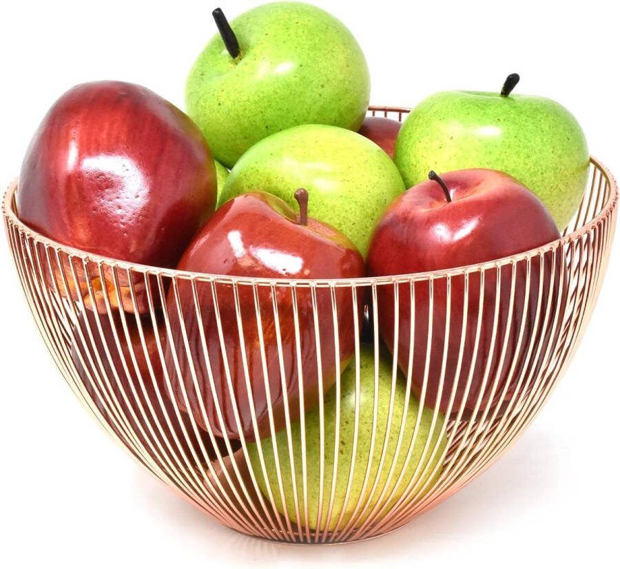 Fruitmand roségoud moderne fruitmand krasbestendig en antislip metalen fruit- en groentemand van 25 cm voor langer rijpe en verse levensmiddelen
