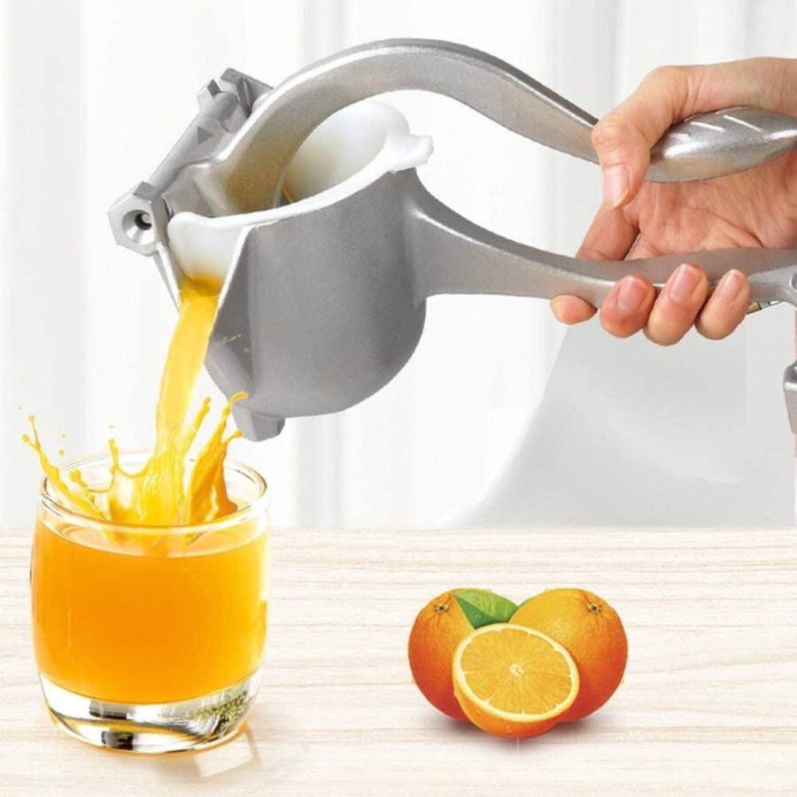 Fruitpers handmatig- Zilver- Inclusief schenkfunctie- Sinaasappelpers- Citroenpers