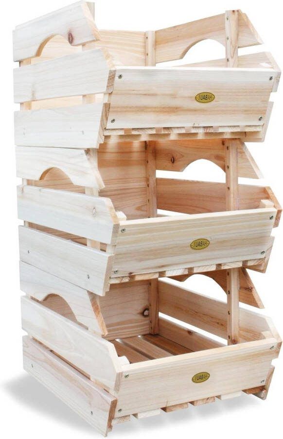 Fruitrek Universele Stapelkist Massief Hout Set Van 3 opbergkist stapelbaar