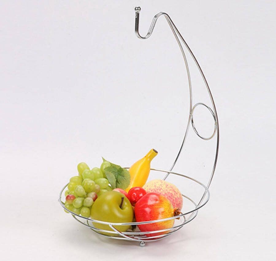 Fruitschaal met bananenhouder fruitmand keuken metalen fruitschaal getrapte fruitmand voor het werkblad of om op te hangen fruitmanden met enorme inhoud voor fruit groenten brood