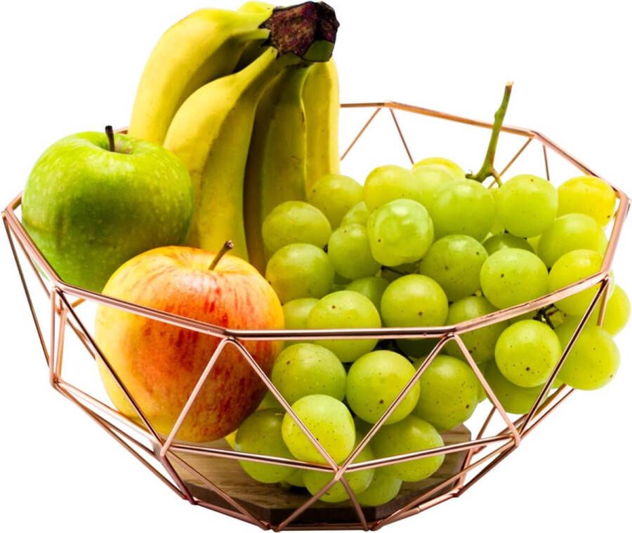 Fruitschaal metaal decoratieve fruitmand vintage fruit opslag voor meer vitaminen in uw dagelijks leven Scandinavische decoratieve mand (26x26x12cm)