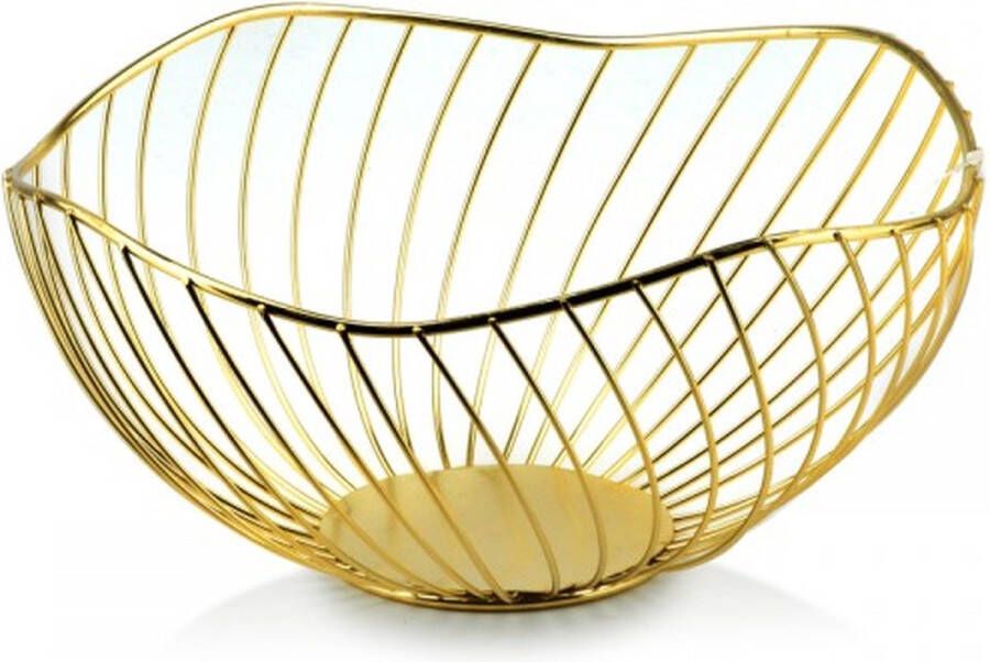 CASA DI ELTURO Fruitschaal – Opbergmand Wave – Goud – Ø26.5 cm