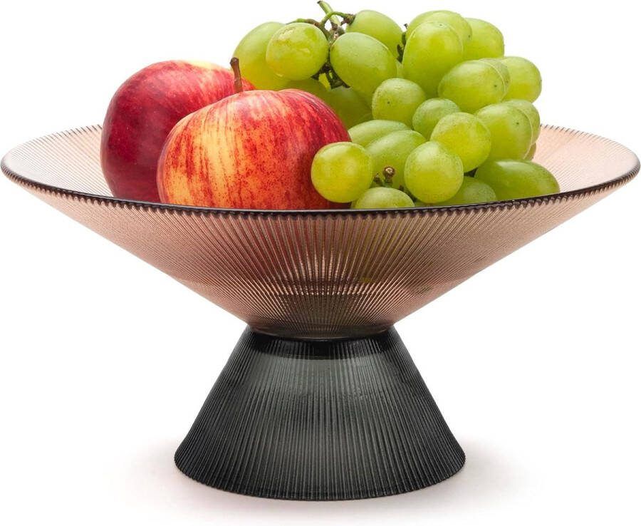 Fruitschaal voor aanrecht glazen fruitmand fruitschaal decoratieve schaal voor tafelwerkblad eetkamer woonkamerdecoratie (oranje)