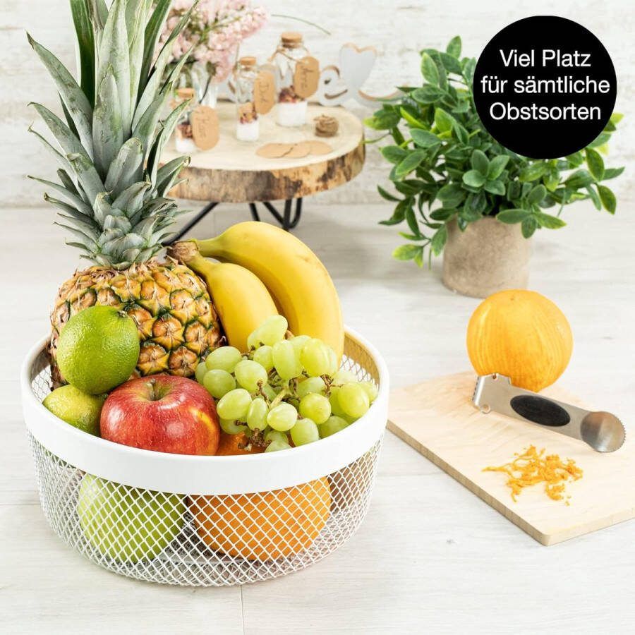 Fruitschaal wit metaal 25 cm fruitmand modern mand voor geschenken vruchten groenten en brood